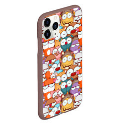 Чехол iPhone 11 Pro матовый Рожицы животных: паттерн, цвет: 3D-коричневый — фото 2
