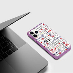 Чехол iPhone 11 Pro матовый Лондон коллаж, цвет: 3D-фиолетовый — фото 2