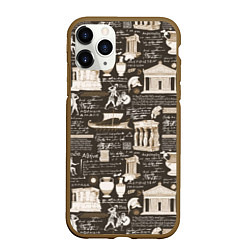 Чехол iPhone 11 Pro матовый Древнегреческий паттерн, цвет: 3D-коричневый