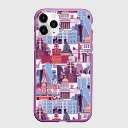 Чехол iPhone 11 Pro матовый Москва архитектура, цвет: 3D-фиолетовый