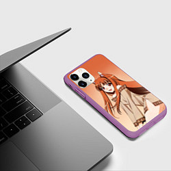 Чехол iPhone 11 Pro матовый Милая аниме девочка-оборотень - Волчица и пряности, цвет: 3D-фиолетовый — фото 2