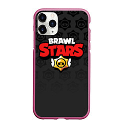 Чехол iPhone 11 Pro матовый Brawl Stars: Black Team, цвет: 3D-малиновый
