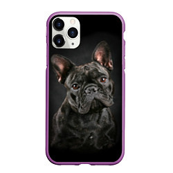 Чехол iPhone 11 Pro матовый Французский бульдог, цвет: 3D-фиолетовый