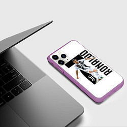 Чехол iPhone 11 Pro матовый Ronaldo the best, цвет: 3D-фиолетовый — фото 2