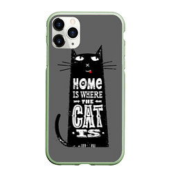 Чехол iPhone 11 Pro матовый Дом там, где твой кот, цвет: 3D-салатовый
