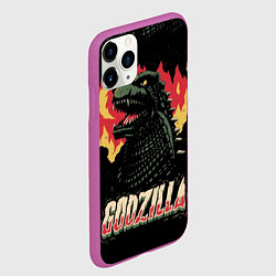 Чехол iPhone 11 Pro матовый Flame Godzilla, цвет: 3D-фиолетовый — фото 2