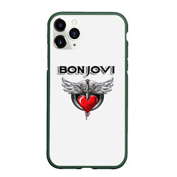 Чехол iPhone 11 Pro матовый Bon Jovi, цвет: 3D-темно-зеленый