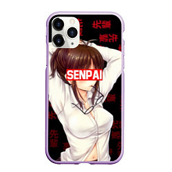 Чехол iPhone 11 Pro матовый Anime Senpai, цвет: 3D-сиреневый