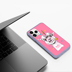 Чехол iPhone 11 Pro матовый Hello llamacorn - ice cream, цвет: 3D-светло-сиреневый — фото 2