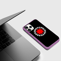 Чехол iPhone 11 Pro матовый Red Hot chili peppers logo on black, цвет: 3D-фиолетовый — фото 2