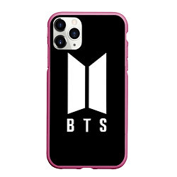 Чехол iPhone 11 Pro матовый BTS лого белое, цвет: 3D-малиновый