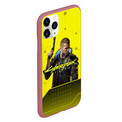 Чехол iPhone 11 Pro матовый CYBERPUNK 2077, цвет: 3D-малиновый — фото 2