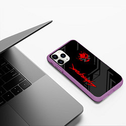 Чехол iPhone 11 Pro матовый Cyberpunk 2077: Grey Samurai, цвет: 3D-фиолетовый — фото 2