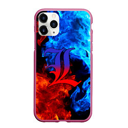 Чехол iPhone 11 Pro матовый L letter fire, цвет: 3D-малиновый