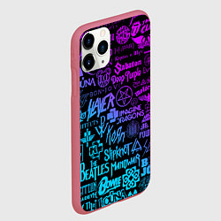 Чехол iPhone 11 Pro матовый ЛОГОТИПЫ РОК ГРУПП, цвет: 3D-малиновый — фото 2
