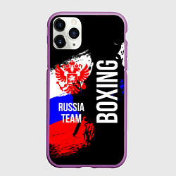 Чехол iPhone 11 Pro матовый Boxing Russia Team и герб РФ, цвет: 3D-фиолетовый