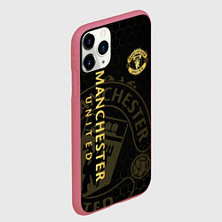 Чехол iPhone 11 Pro матовый Манчестер Юнайтед - team coat of arms, цвет: 3D-малиновый — фото 2