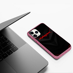Чехол iPhone 11 Pro матовый CYBERPUNK 2077, цвет: 3D-малиновый — фото 2