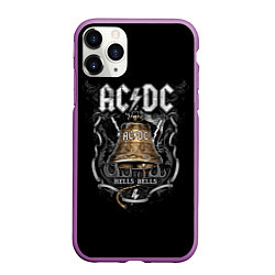 Чехол iPhone 11 Pro матовый ACDC - hells bells, цвет: 3D-фиолетовый