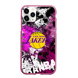 Чехол iPhone 11 Pro матовый Лос-Анджелес Лейкерс, Los Angeles Lakers, цвет: 3D-малиновый