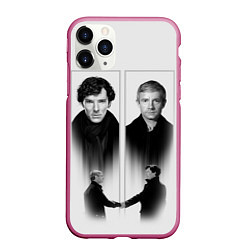 Чехол iPhone 11 Pro матовый Sherlock, цвет: 3D-малиновый