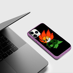 Чехол iPhone 11 Pro матовый Cuphead - Кэгни Гвоздика, цвет: 3D-фиолетовый — фото 2