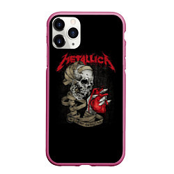 Чехол iPhone 11 Pro матовый Metallica, цвет: 3D-малиновый