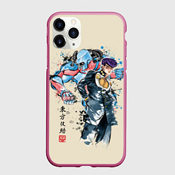 Чехол iPhone 11 Pro матовый Приключения ДжоДжо, цвет: 3D-малиновый