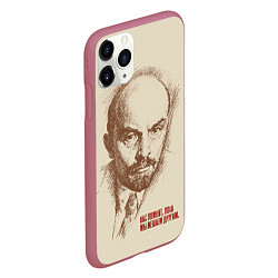 Чехол iPhone 11 Pro матовый Ленин, цвет: 3D-малиновый — фото 2