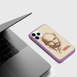 Чехол iPhone 11 Pro матовый Ленин, цвет: 3D-фиолетовый — фото 2