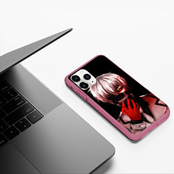 Чехол iPhone 11 Pro матовый Токийский Гуль, цвет: 3D-малиновый — фото 2
