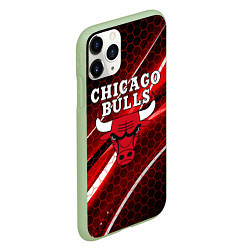 Чехол iPhone 11 Pro матовый CHICAGO BULLS, цвет: 3D-салатовый — фото 2