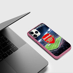 Чехол iPhone 11 Pro матовый FC Arsenal, цвет: 3D-малиновый — фото 2