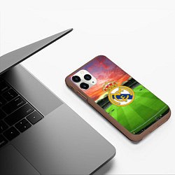 Чехол iPhone 11 Pro матовый FC Real Madrid, цвет: 3D-коричневый — фото 2