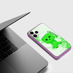 Чехол iPhone 11 Pro матовый MINECRAFT CREEPER, цвет: 3D-фиолетовый — фото 2