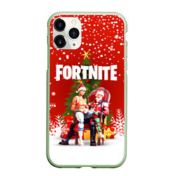 Чехол iPhone 11 Pro матовый FORTNITE НОВОГОДНИЙ, цвет: 3D-салатовый