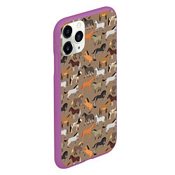 Чехол iPhone 11 Pro матовый Кони-лошади, цвет: 3D-фиолетовый — фото 2
