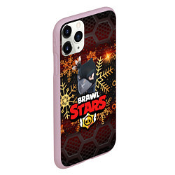 Чехол iPhone 11 Pro матовый Новогодний BRAWL STARS CROW, цвет: 3D-розовый — фото 2