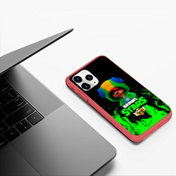 Чехол iPhone 11 Pro матовый Brawl Stars LEON, цвет: 3D-красный — фото 2