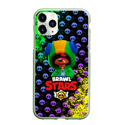 Чехол iPhone 11 Pro матовый Brawl Stars LEON, цвет: 3D-салатовый