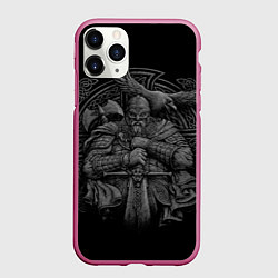 Чехол iPhone 11 Pro матовый Викинг, цвет: 3D-малиновый