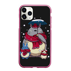 Чехол iPhone 11 Pro матовый My Neighbor Totoro, цвет: 3D-малиновый