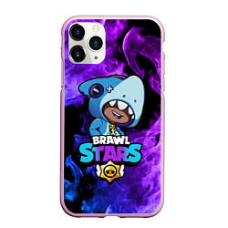 Чехол iPhone 11 Pro матовый Brawl Stars LEON SHARK, цвет: 3D-розовый