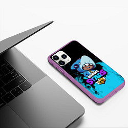 Чехол iPhone 11 Pro матовый Brawl Stars LEON SHARK, цвет: 3D-фиолетовый — фото 2