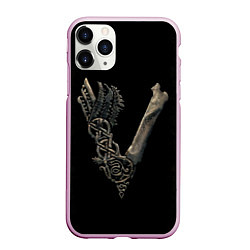 Чехол iPhone 11 Pro матовый Vikings bones logo, цвет: 3D-розовый