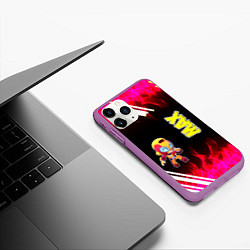 Чехол iPhone 11 Pro матовый Brawl Stars Мах, цвет: 3D-фиолетовый — фото 2