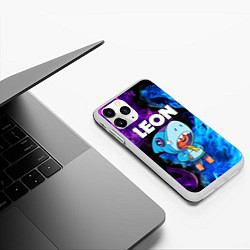 Чехол iPhone 11 Pro матовый BRAWL STARS LEON SHARK, цвет: 3D-белый — фото 2