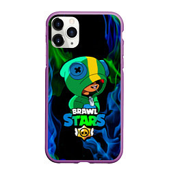 Чехол iPhone 11 Pro матовый Brawl Stars LEON, цвет: 3D-фиолетовый