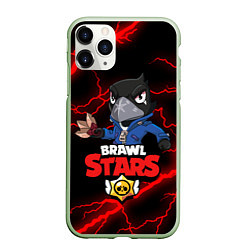 Чехол iPhone 11 Pro матовый BRAWL STARS CROW, цвет: 3D-салатовый