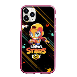 Чехол iPhone 11 Pro матовый BRAWL STARS MAX, цвет: 3D-малиновый